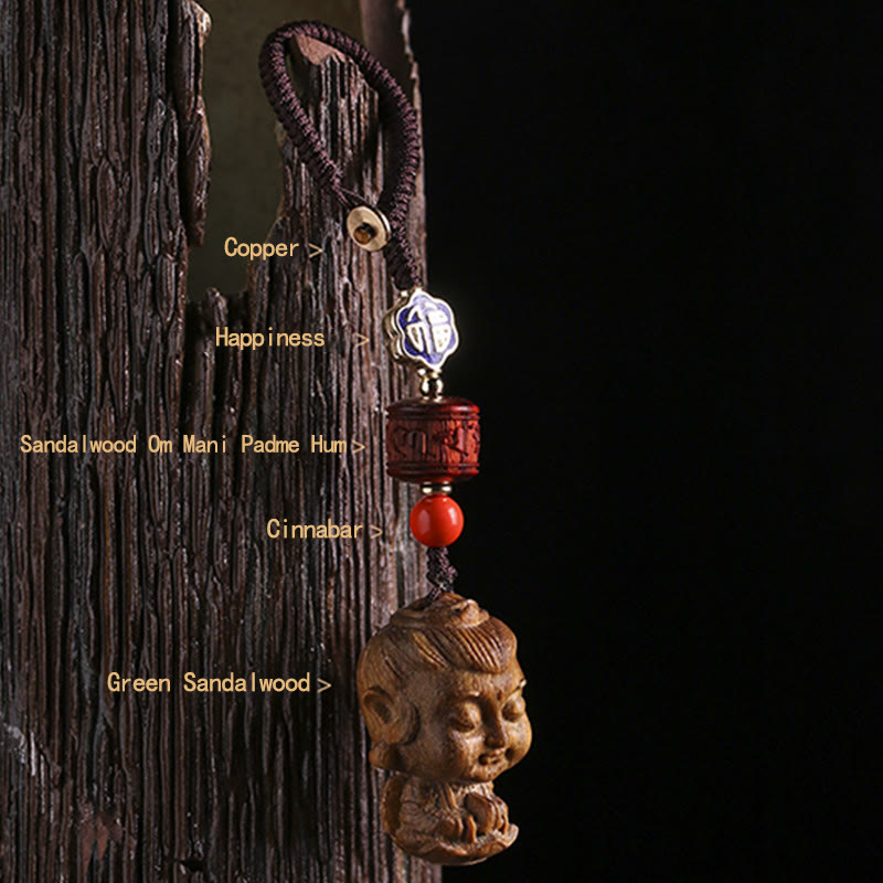 Zodiaco cinese Buddha natale Sandalo verde Om Mani Padme Hum Portachiavi della pace