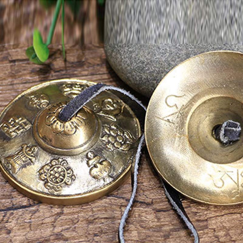 Buddha Stones Campana tibetana Tingsha Sei parole vere Drago Rame Bilancia Decorazione con borsa