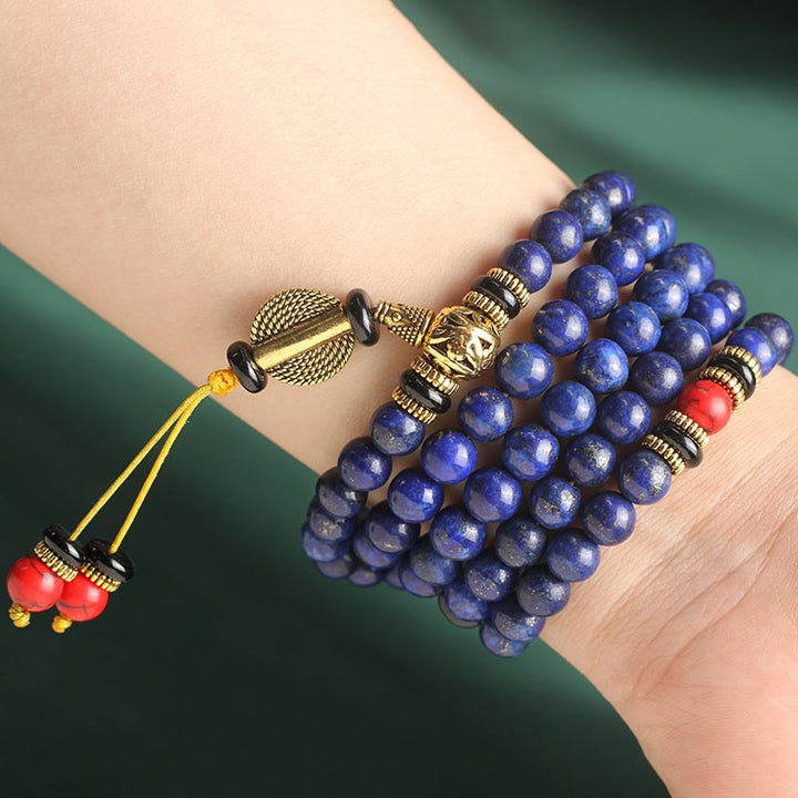 Braccialetto positivo Buddha Stones Tibetan Mala Lapislazzuli