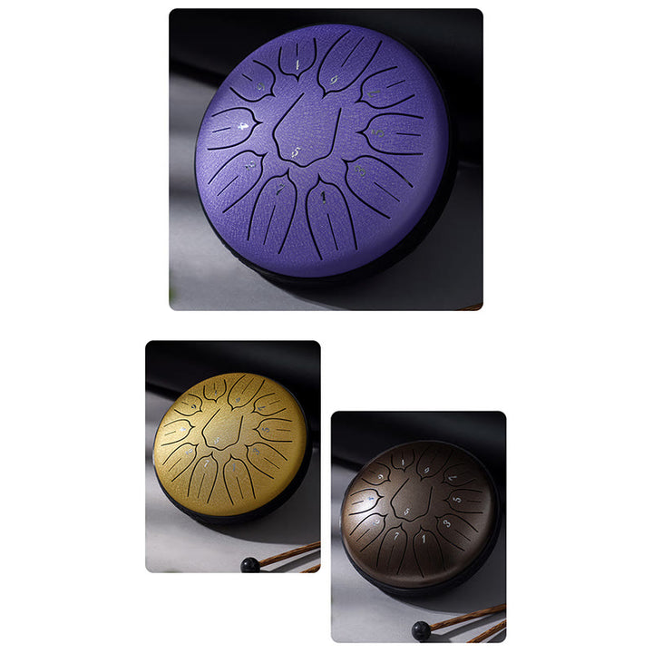 Buddha Stones Steel Tongue Drum Sound Healing Meditazione Yoga Lotus Drum Kit 11 Note 6 Pollici