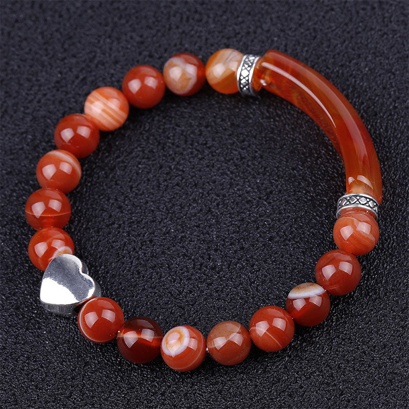 Bracciale unisex a forma di cuore con perline di cristallo naturale