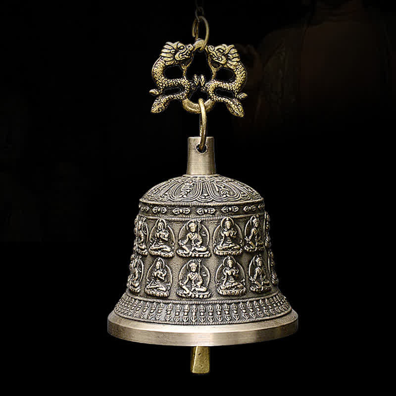 Campanello a vento con drago e Buddha inciso tibetano, decorazione da appendere alla parete in rame - image 8