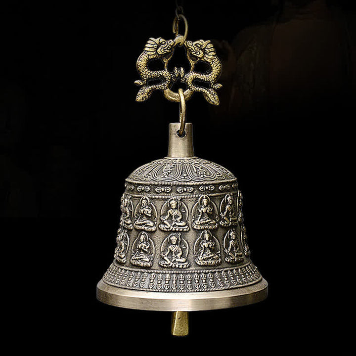 Campanello a vento con drago e Buddha inciso tibetano, decorazione da appendere alla parete in rame - image 8