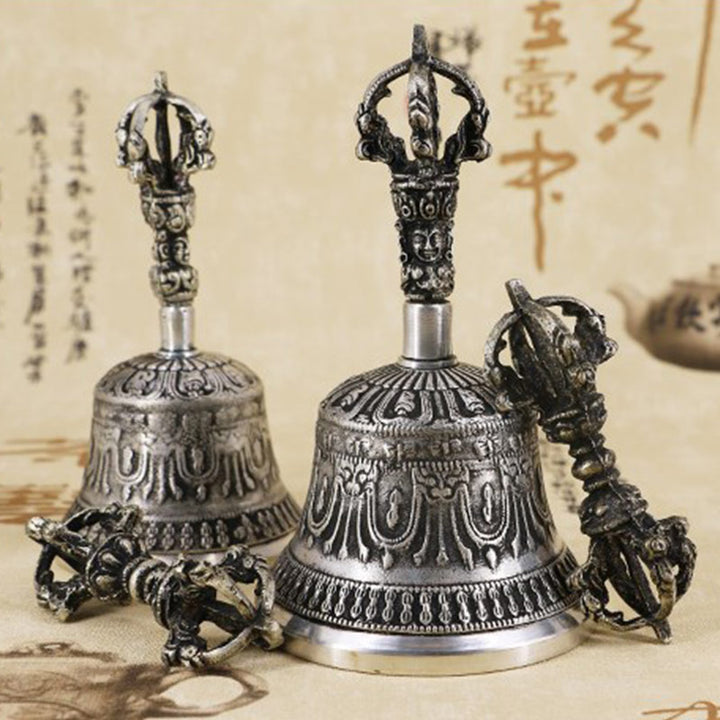 Set di campane per meditazione tibetane Buddha Stones e decorazioni in rame Vajra Dorje