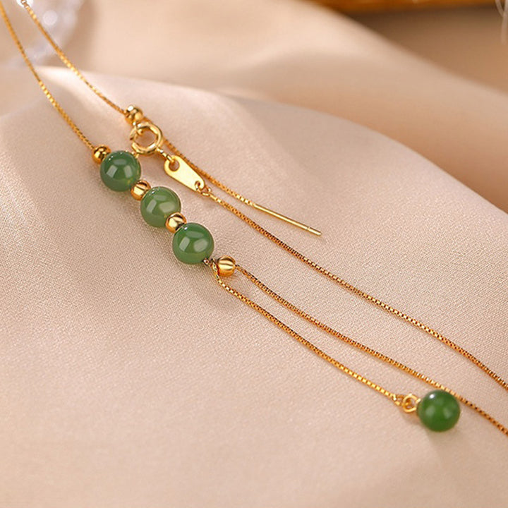 Collana con ciondolo curativo in argento sterling 925 con perle di giada ciano e Buddha Stones