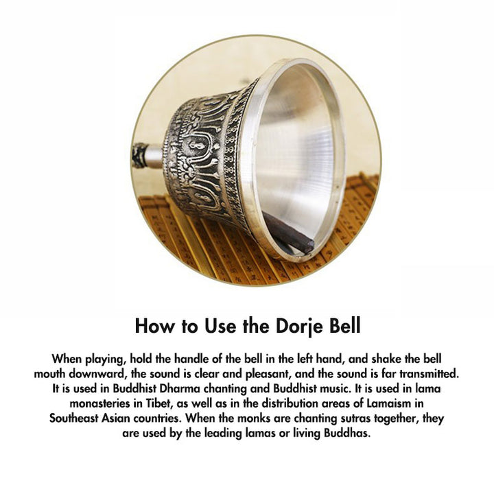 Set di campane per meditazione tibetane Buddha Stones e decorazioni in rame Vajra Dorje