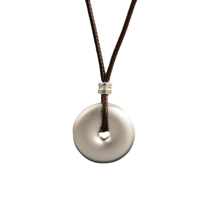Collana con ciondolo con fibbia rotonda in argento sterling 999 con Buddha Stones e protezione per la pace