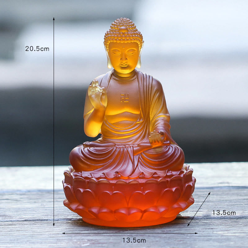 Buddha Stones fatte a mano Buddha Sakyamuni Liuli Cristallo Pezzo d'arte Statua della compassione Casa Ufficio Offerta Decorazione