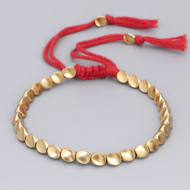 Braccialetto portafortuna con perline di rame tibetano Buddha Stones
