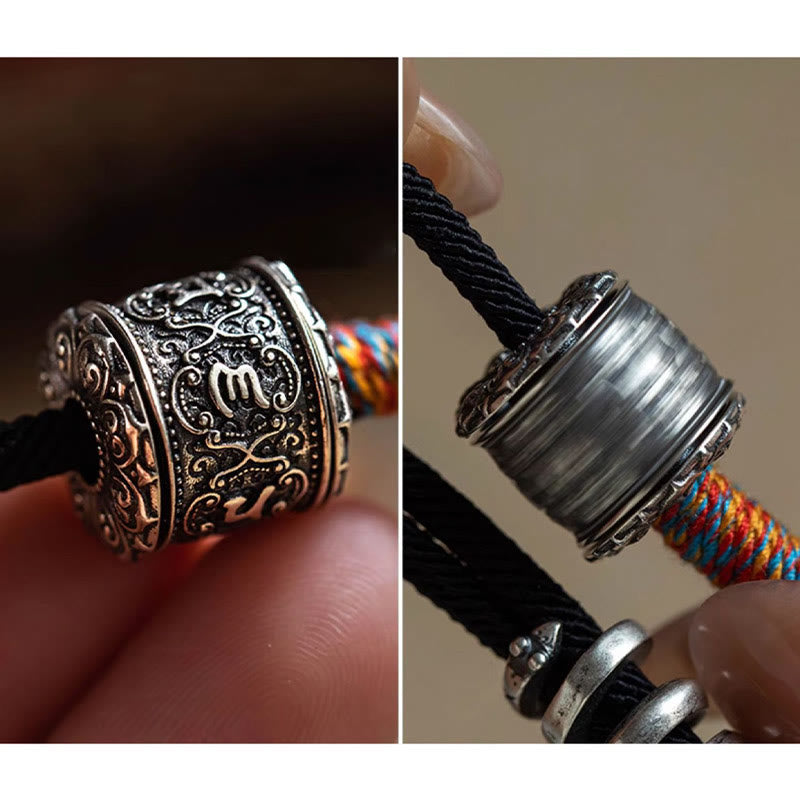Braccialetto a doppio giro con amuleto intagliato in Buddha Stones tibetano Om Mani Padme Hum
