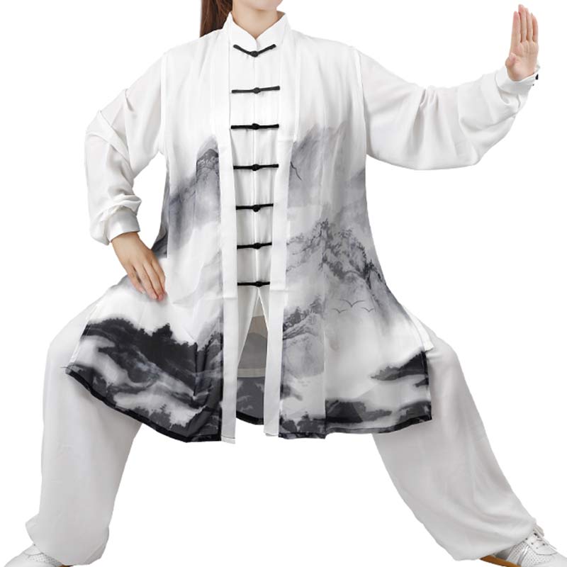 3 pezzi pittura a inchiostro meditazione preghiera spirituale zen tai chi qigong pratica abbigliamento unisex set - image 13