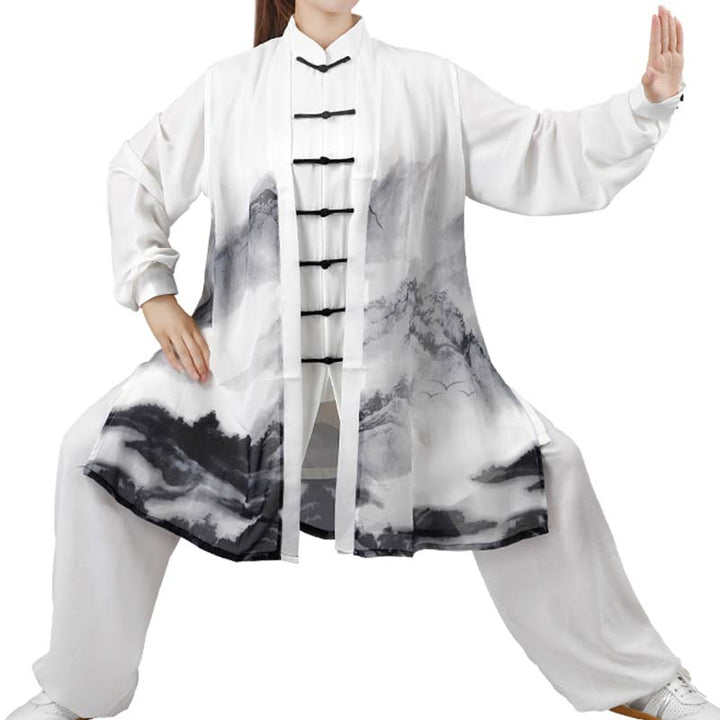 3 pezzi pittura a inchiostro meditazione preghiera spirituale zen tai chi qigong pratica abbigliamento unisex set - image 13