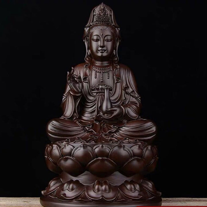 Buddha Stones Avalokitesvara Ebano Loto Armonia Benedizione Decorazione della casa - Ebano - image 0