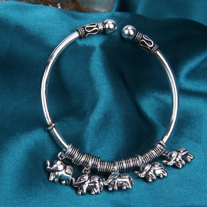 Bracciale Buddha Stones 925 Sterling Silver Elephant Strength Braccialetto