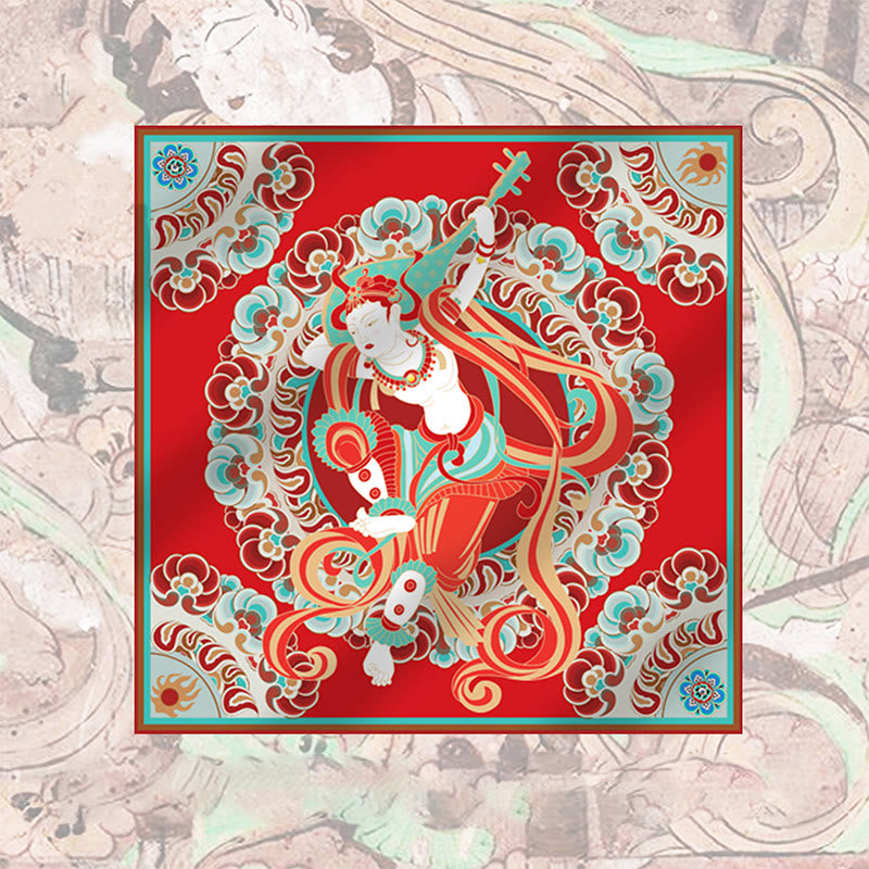 Buddha Stones Dunhuang Rebound Pipa Flying Frescoes Sciarpa in seta di gelso al 100% Scialle Dunhuang di qualità premium 6A