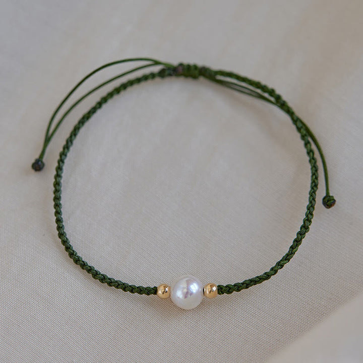 Braccialetto con treccia di perle naturali Buddha Stones Luck String
