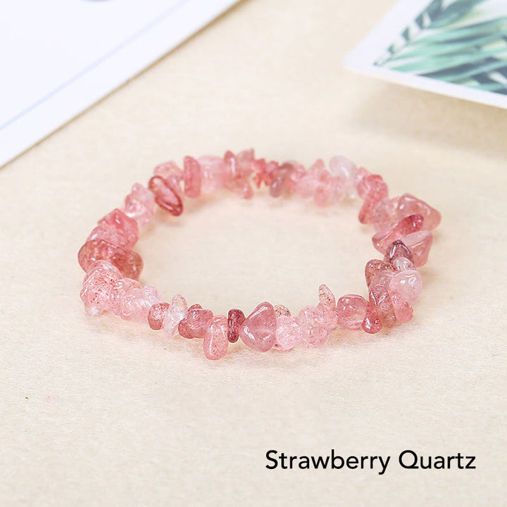 Braccialetto lenitivo con pietra di cristallo naturale di forma irregolare - Quarzo fragola (Circonferenza del polso: 15-18 cm) - image 7