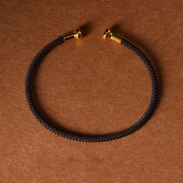 Braccialetto con polsino in corda intrecciata con design semplice fatto a mano Buddha Stones - Marrone - image 17