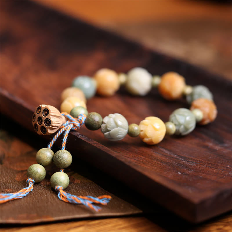 Braccialetto di armonia della saggezza del sandalo verde del seme di Bodhi Buddha Stones