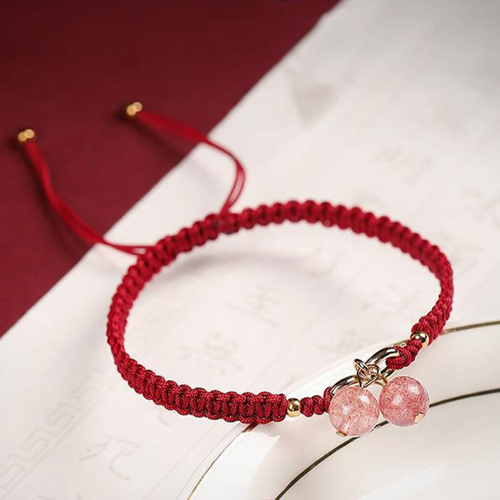 Braccialetto positivo con perline fantasma verde ametista e quarzo fragola naturale Buddha Stones