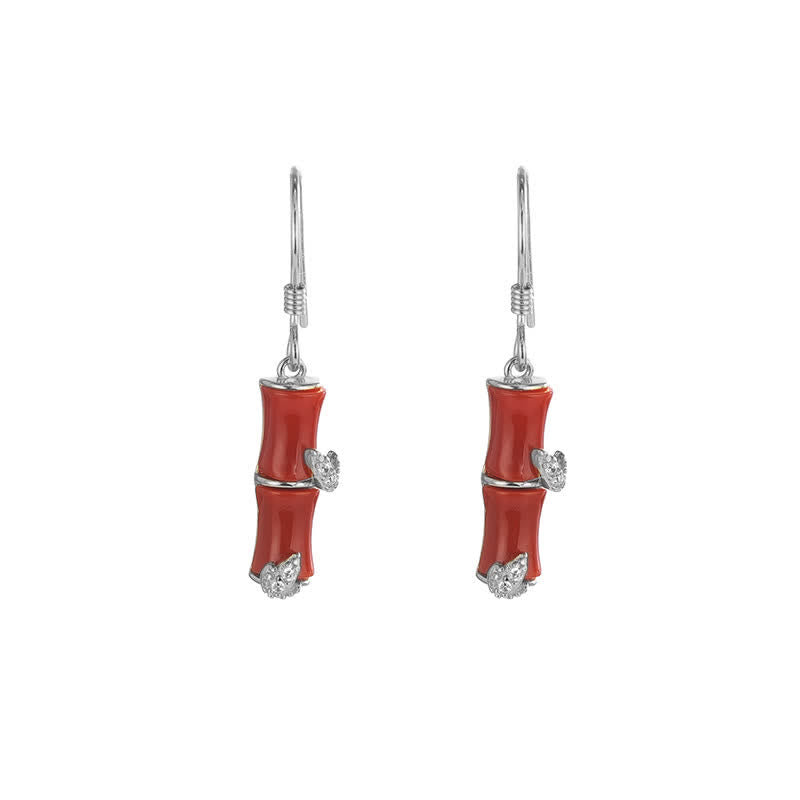 Orecchini pendenti in argento sterling 925 con giada di Hetian, crisoberillo, occhio di gatto, agata rossa, bambù e fortuna - Argento - Agata rossa (Fiducia♥Calma) - image 15