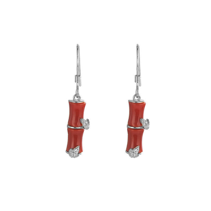 Orecchini pendenti in argento sterling 925 con giada di Hetian, crisoberillo, occhio di gatto, agata rossa, bambù e fortuna - Argento - Agata rossa (Fiducia♥Calma) - image 15