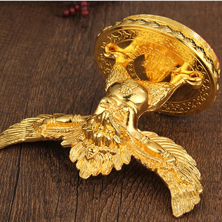 Decorazione per la casa in lega di protezione per uccelli Garuda in oro tibetano