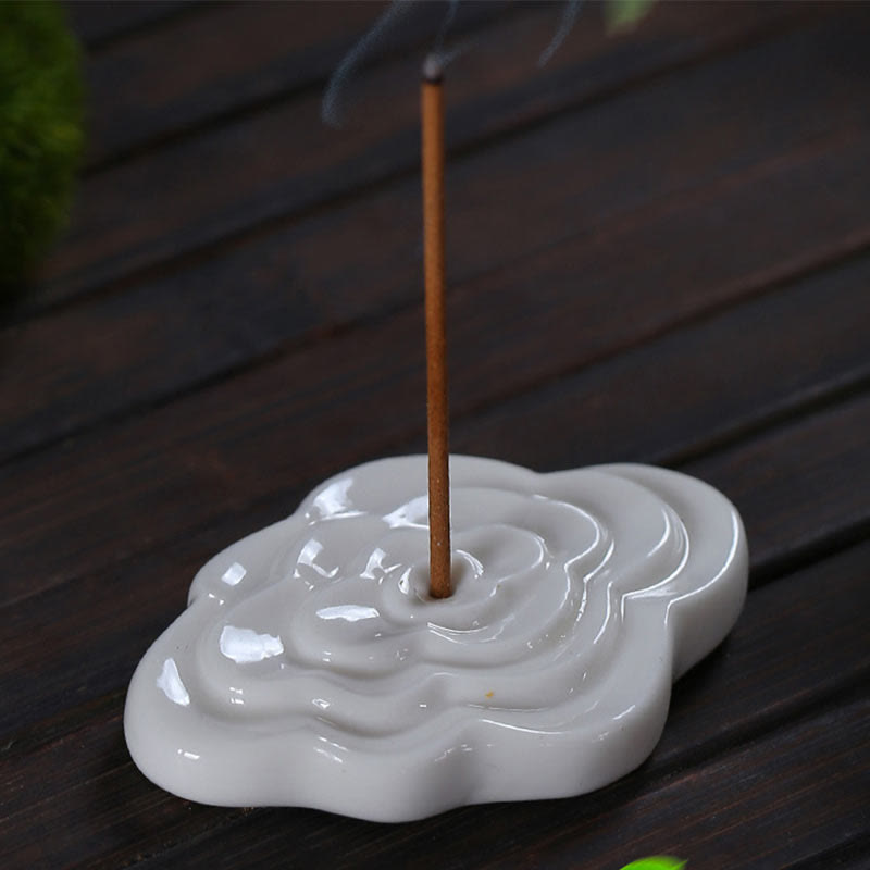 Buddha Stones Mini Nuvole di Buon Auspicio Design Bastoncino di Guarigione Ceramica Piccolo Bruciatore di Incenso Decorazione