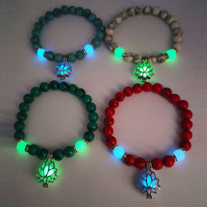 Braccialetto di protezione con perline luminose in pietra luminosa turchese tibetano Buddha Stones