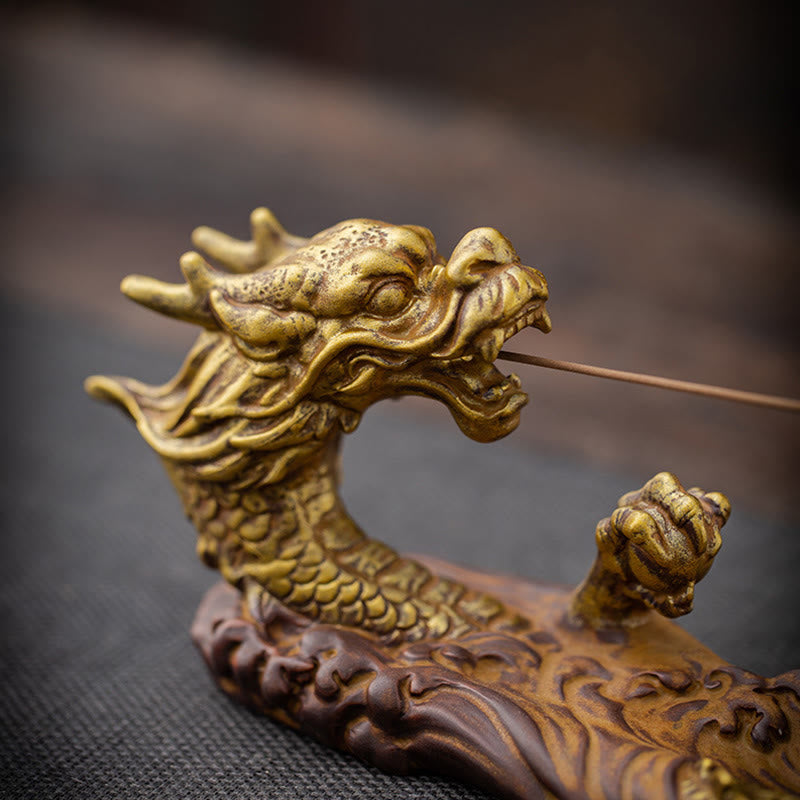 Decorazione bruciatore di incenso in ceramica con bastoncino di protezione del drago Buddha Stones
