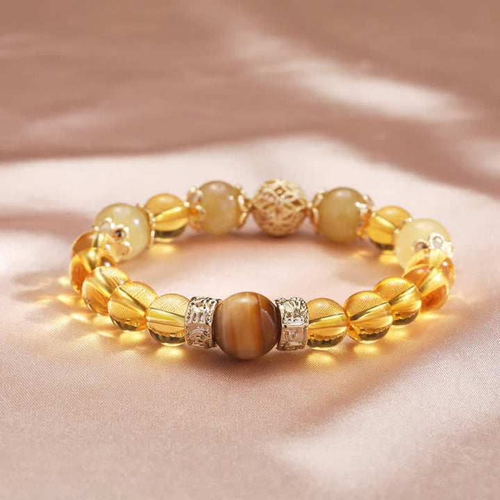 Braccialetto di perline di Buddha Stones Citrine Generosità Prosperità