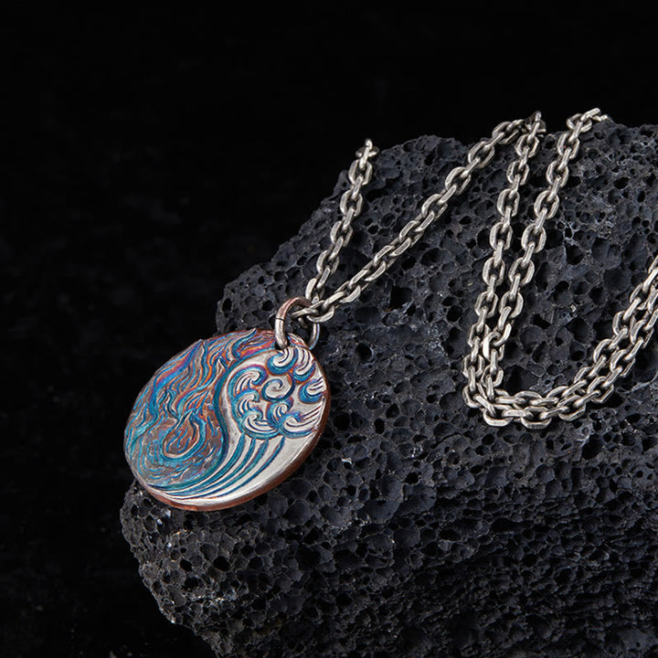 Collana con ciondolo in argento sterling 990 con Buddha Stones, equilibrio tra acqua e fuoco, Yin Yang - image 3