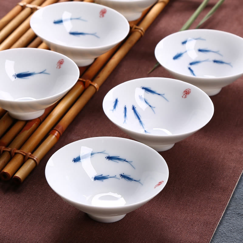 Buddha Stones Jingdezhen blu e bianco porcellana Koi Fish tazza da tè in ceramica Kung Fu tazze da tè