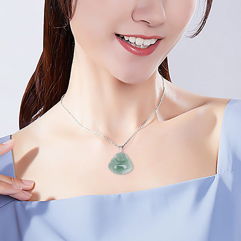 Collana con Buddha Stones in argento sterling 925 con ciondolo a forma di Buddha che ride, protezione e calma - image 8