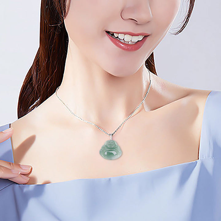 Collana con Buddha Stones in argento sterling 925 con ciondolo a forma di Buddha che ride, protezione e calma - image 8