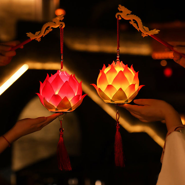Decorazione lampada lanterna drago fiore di loto fai da Buddha Stones