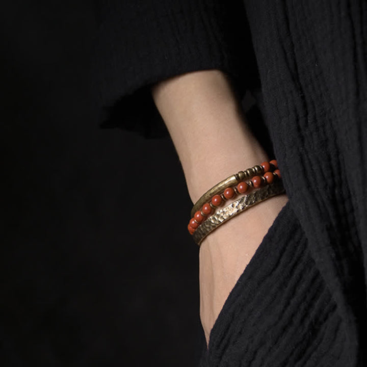 Braccialetto di rame con design semplice Buddha Stones Wealth