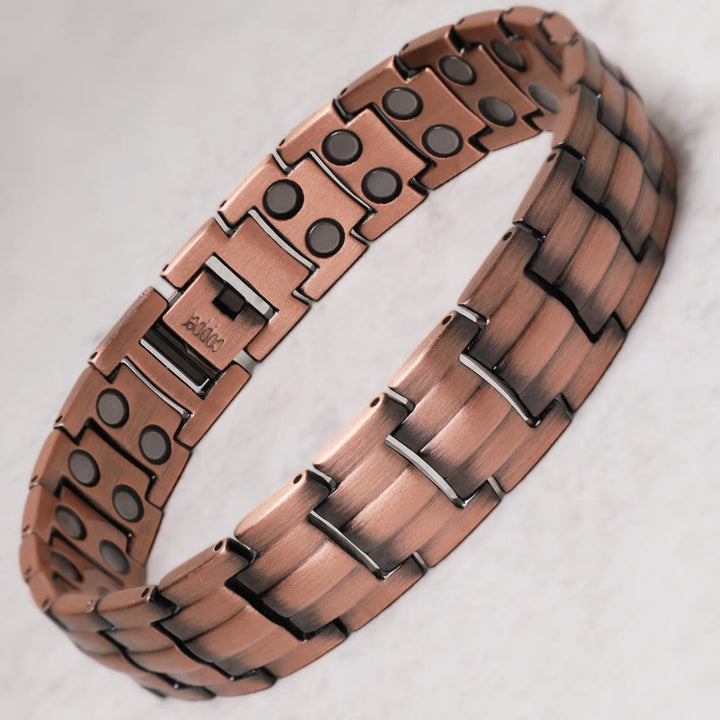 Bracciale rigido magnetico vintage in rame massiccio
