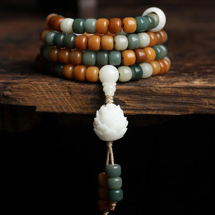 Collana con bracciale in pietra Bodhi Lotus Mala Harmony Buddha Stones