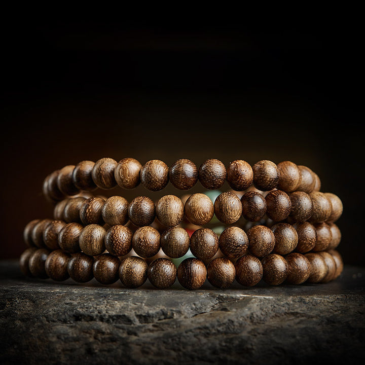 Buddha Stones 108 perle di Mala Kalimantan Agarwood Zucca Giada Ambra Bracciale equilibrio