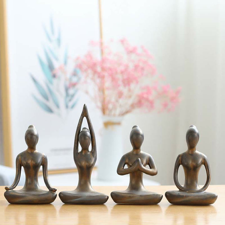 Astratto Yoga Meditazione Esercizio Ceramica Spirituale Figurina Scultura Decorazione