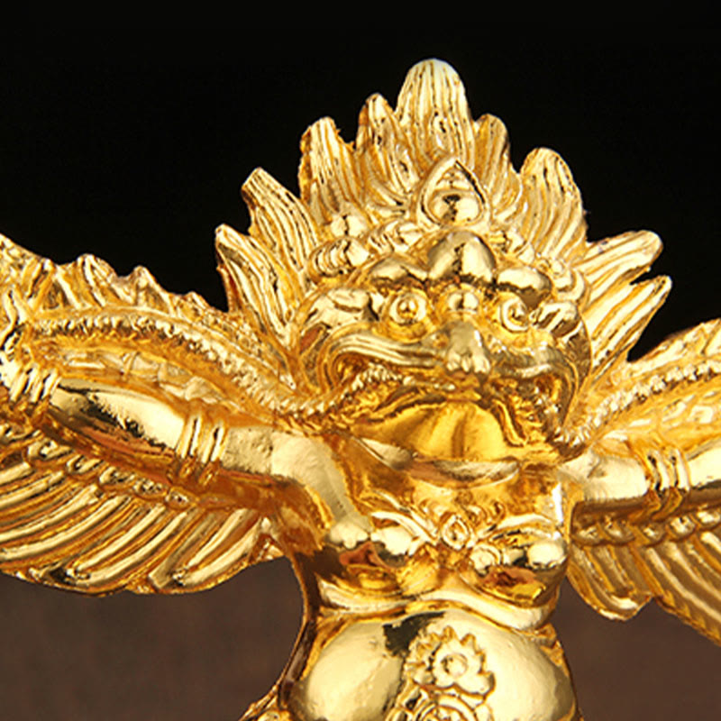 Decorazione per la casa in lega di protezione per uccelli Garuda in oro tibetano