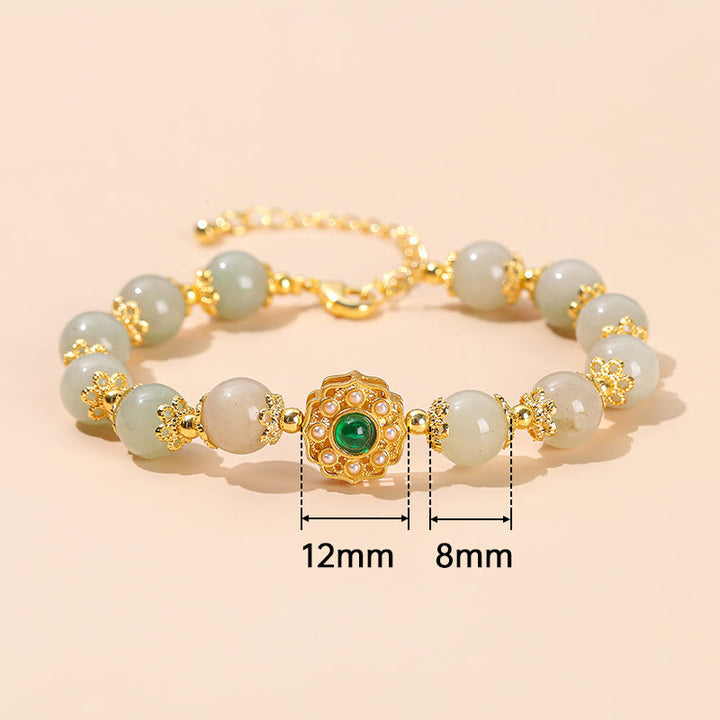 Braccialetto a catena con perline di giada naturale Buddha Stones Prosperity