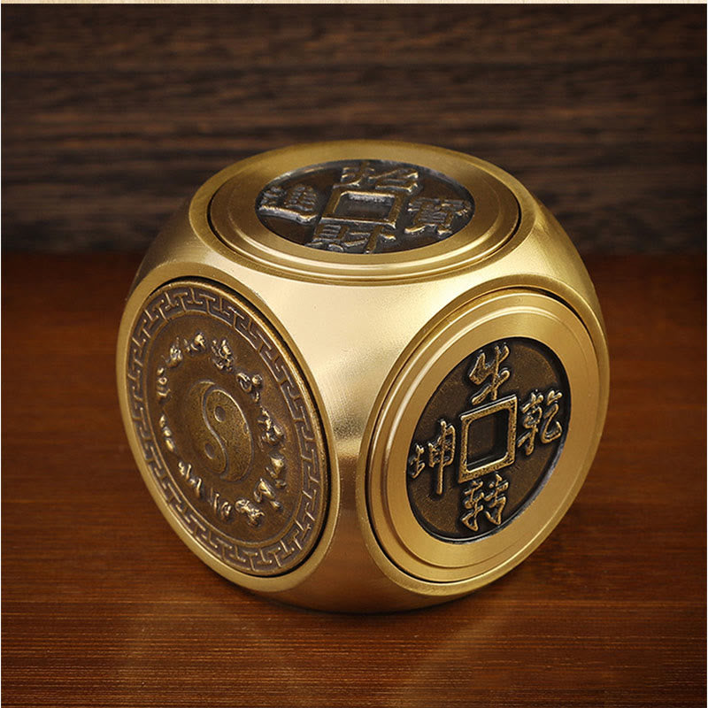 Buddha Stones Quattro Bestie Feng Shui Yin Yang Bagua Moneta di rame Armonia Decorazione girevole