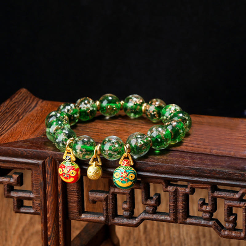 Braccialetto di successo con perline di vetro fluorescente luminoso Liuli, ciondolo famiglia bestia che deglutisce Buddha Stones