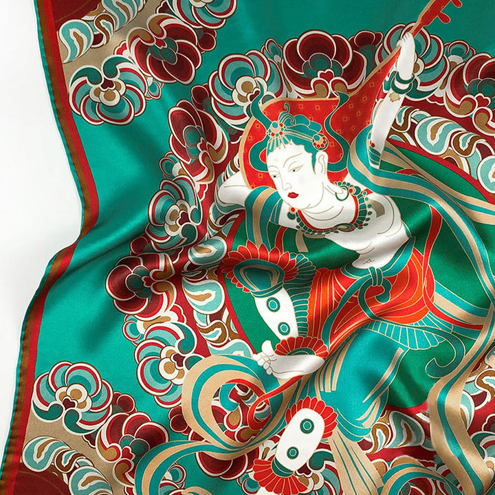 Buddha Stones Dunhuang Rebound Pipa Flying Frescoes Sciarpa in seta di gelso al 100% Scialle Dunhuang di qualità premium 6A
