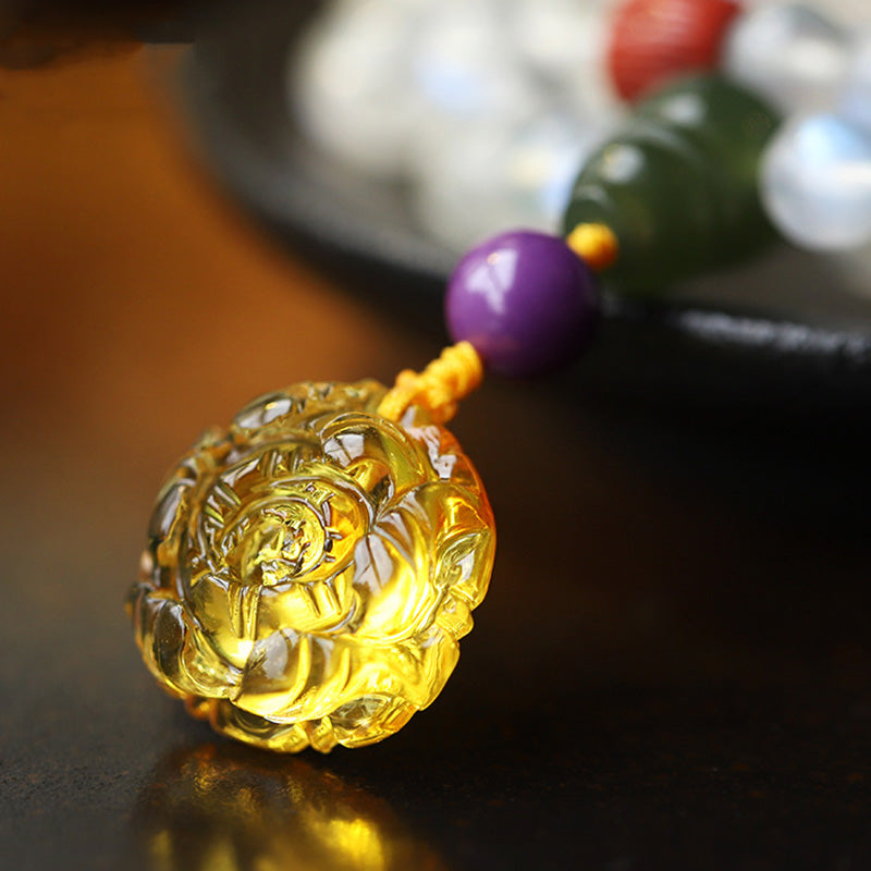 Braccialetto Mala con 108 perle di Buddha Stones , ambra, loto e turchese, per la guarigione con cristalli. - image 5