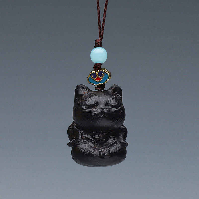 Buddha Stones Thuja Sutchuenensis Sandalo verde Bosso Mini animale carino Coniglio Gatto Cervo Balena Prosperità Telefono Decorazioni appese - Gatto di sandalo rosso 3,3*2 cm - image 13