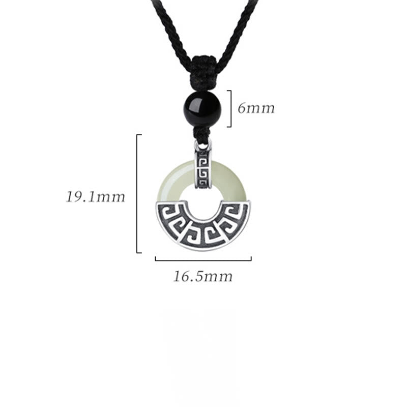 Collana con ciondolo Buddha Stones in argento sterling 925, giada naturale di Hetian, fibbia della pace e prosperità