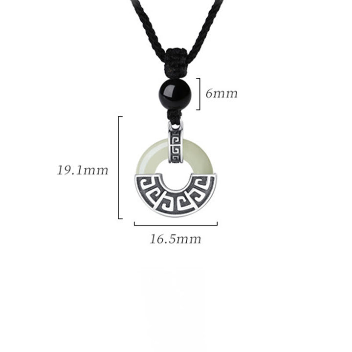 Collana con ciondolo Buddha Stones in argento sterling 925, giada naturale di Hetian, fibbia della pace e prosperità